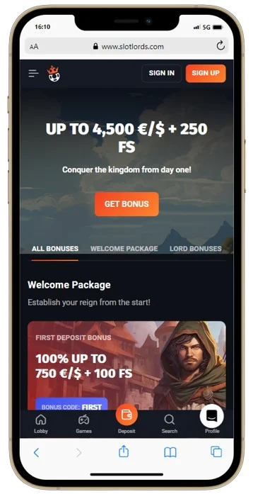 Promotions in the Slot Lords Casino app