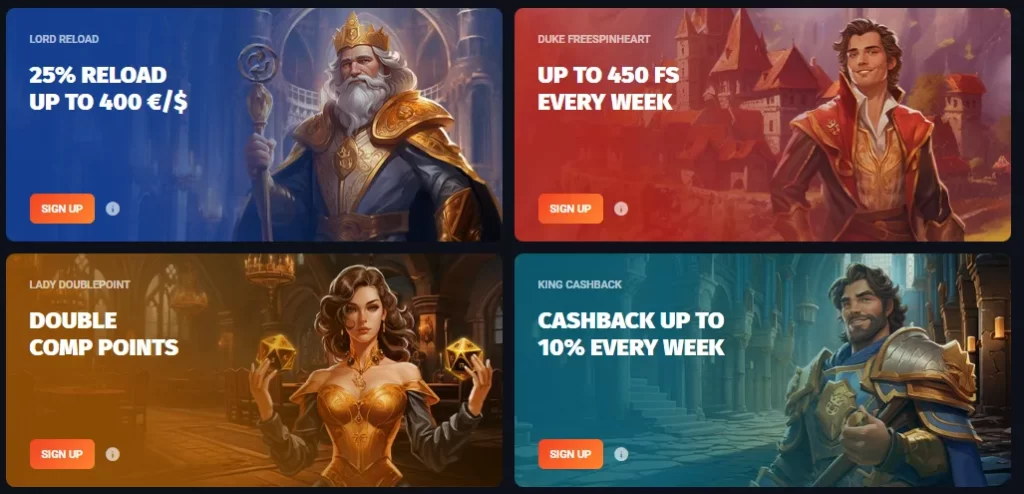 Popular Slot Lords casino bonuses