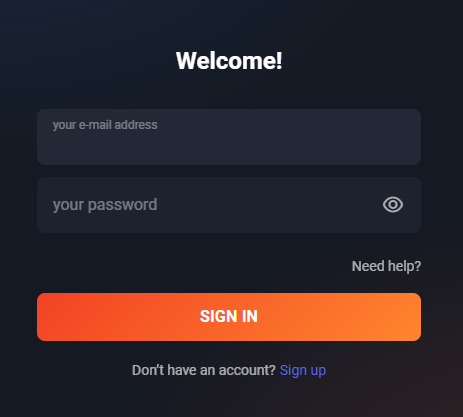 SlotLords casino login form on page